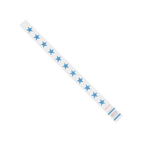 Bsc Preferred 3/4 x 10'' Blue Stars Tyvek Wristbands, 500PK BUY00022020 - main